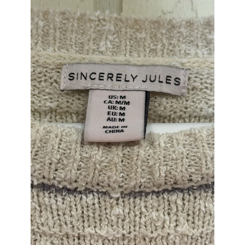 Women's Sincerely Jules Striped Crew Neck Sweater M - Cream, Pink, Blue